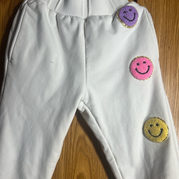 Lola + The Boys White Joggers with Colorful Smiley Faces - Picture 5 of 9